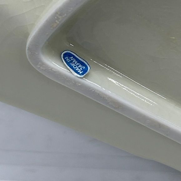 Vintage Japanese Porcelain Fan Trinket Dish Peacock W/ Flowers Scalloped Edge - Picture 7 of 11